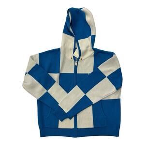 Diet Starts Monday Checkered Jacquard Zip Hoodie Blue Men’s Small Los Angeles